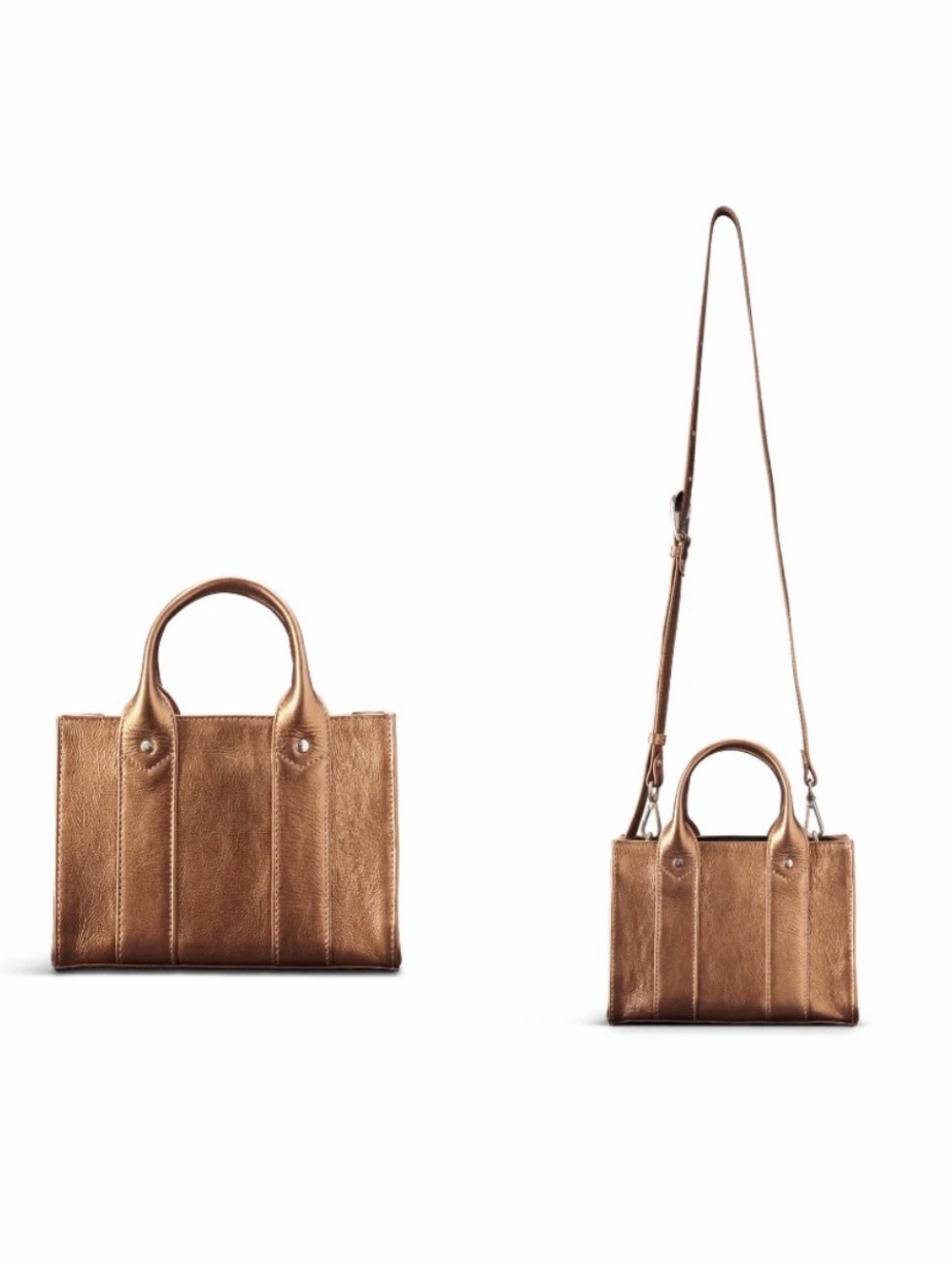 Tecovas Copper Cowhide Metallic Mini-Satchel Crossbody Tote